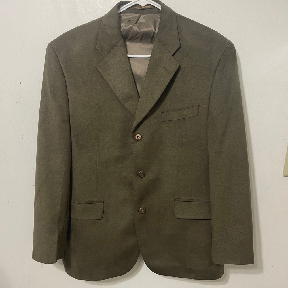 Chaps Ralph Lauren Mens Green Suede Sport‎ Coat Blazer Jacket Made in Canada 42S